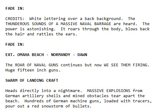 Saving Private Ryan script sample 1