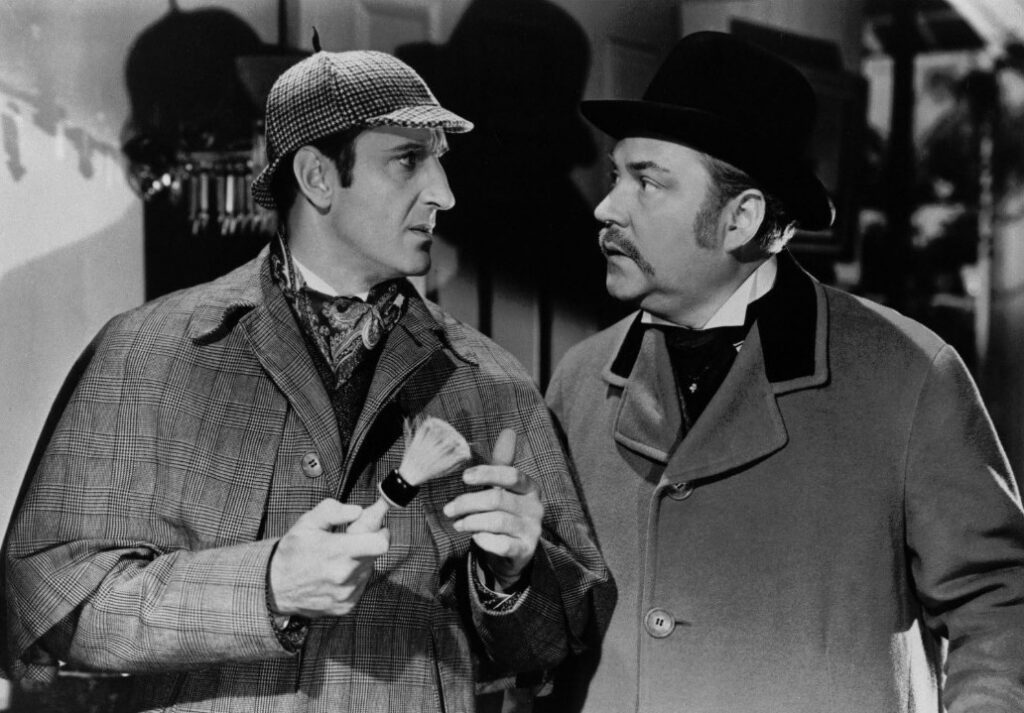 Image of Sherlock Holmes and Dr. Watson from a 1939 film