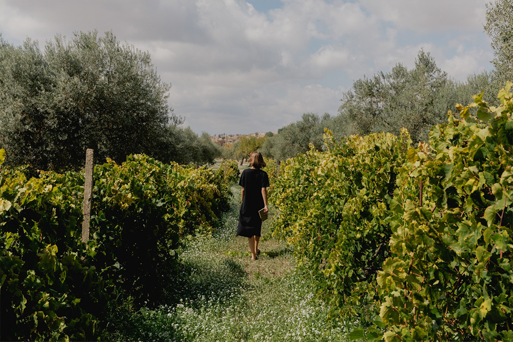 A woman walking freely through a field used to illustrate the following of an outline