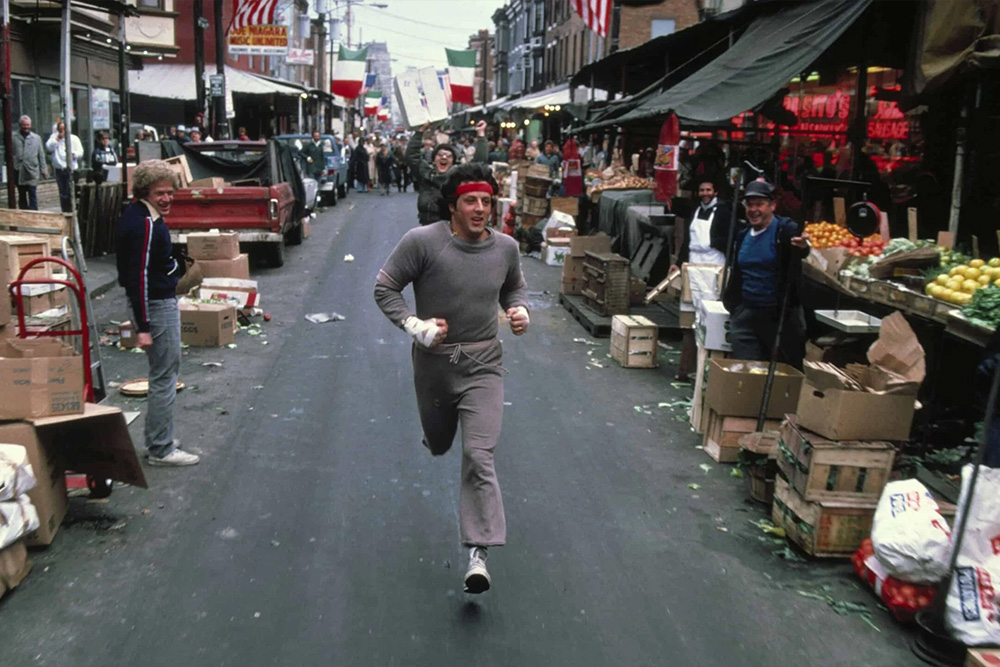 Rocky Balboa in the middle of the training montage visualized for the in-text citation