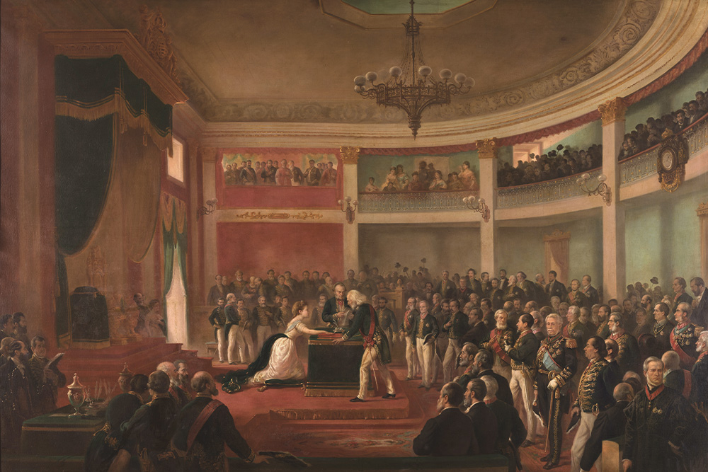 Seen here, Dona Isabel taking up regency. She who would abolish slavery in her country would be seen infamously by her people but this painting stands a test of time as a story