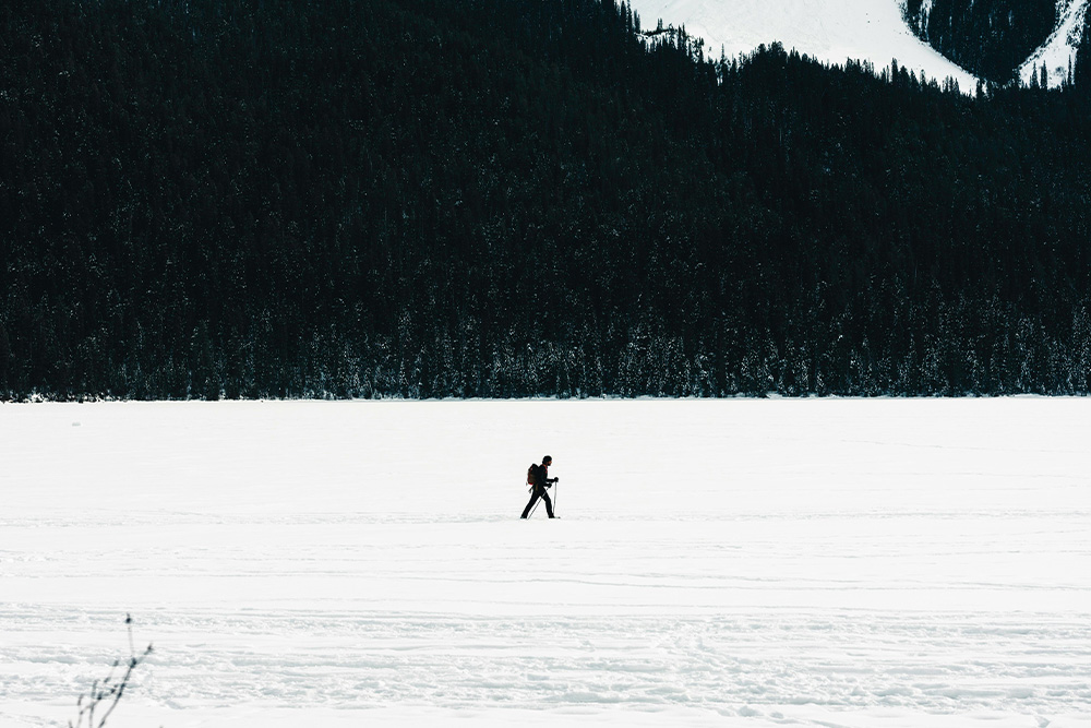 A man hiking through the frozen Yukon works as both an in-text citation to illustrate character vs. society conflict in literature