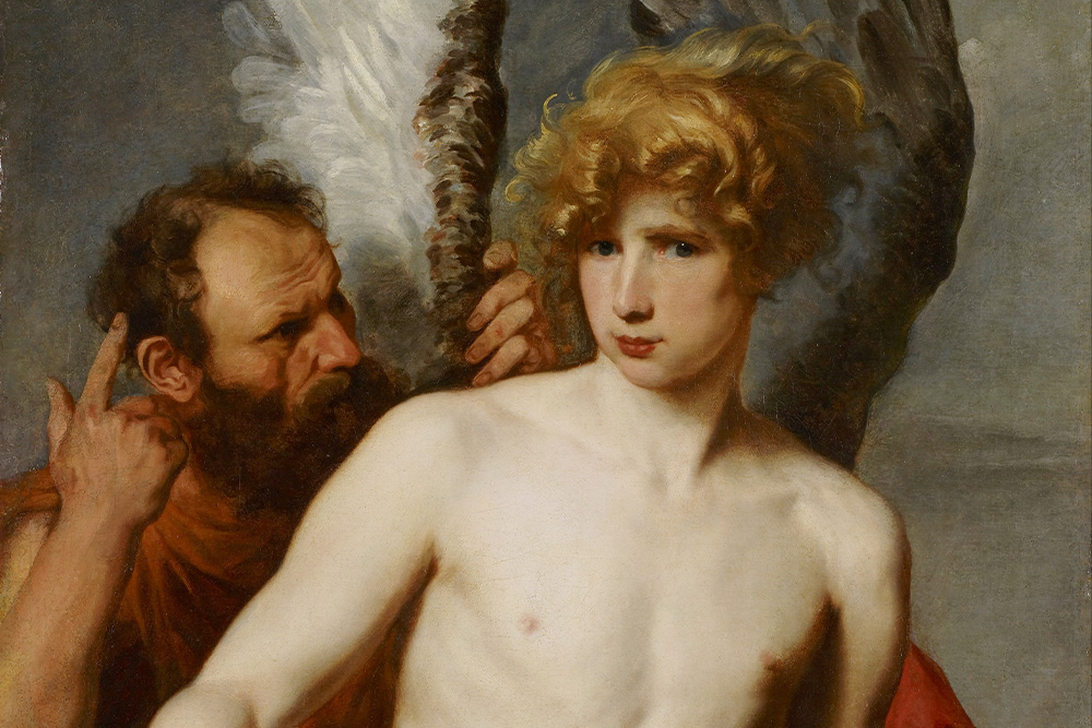 Icarus and Daedalus imaged here as an example of the common themes related to hubris in literature and art