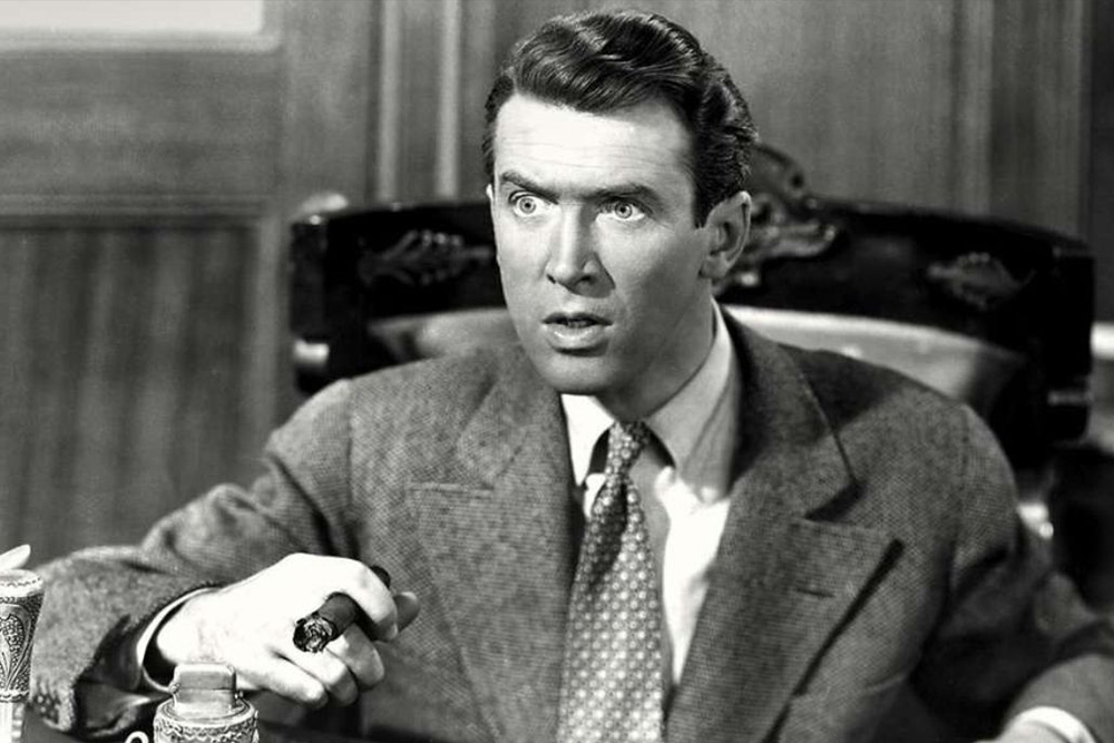 George Bailey, from the film it's a Wonderful Life, placed in the messy middle of this particular film. An analogy to help audiences understand an example of a big moment for a protagonist.