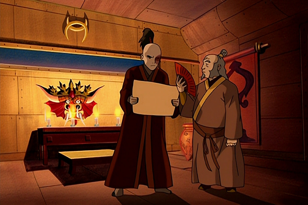 Zuko looking over a map to show just how far he's come since the intense character at the beginning of his redemption arc