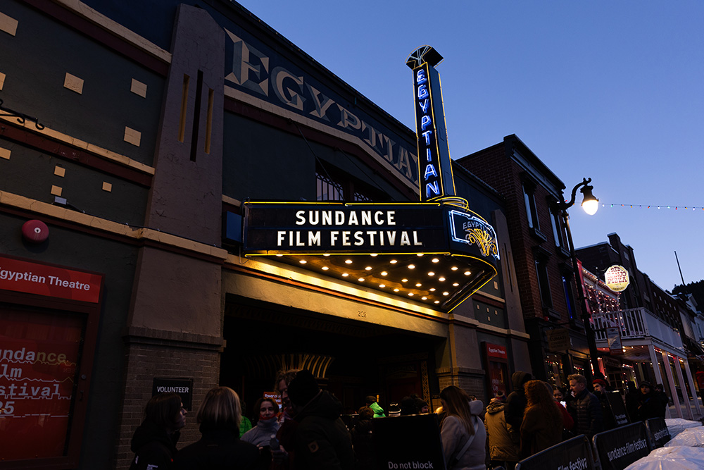 Picture outside a Sundance Film Festival theater to suggest that people will watch your short film no matter how long it is at the right festival