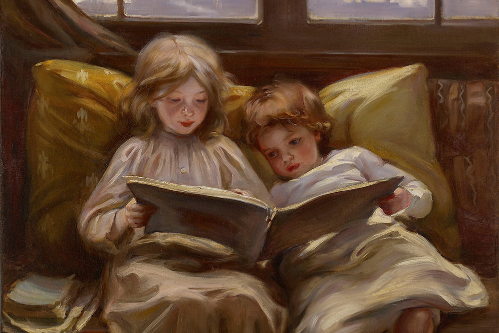 An image of the painting by Muntz Lyall - Interesting Story - to make the authors reading this post feel that story structure is accessible, native, and important for readers of any gender or age to enjoy their work