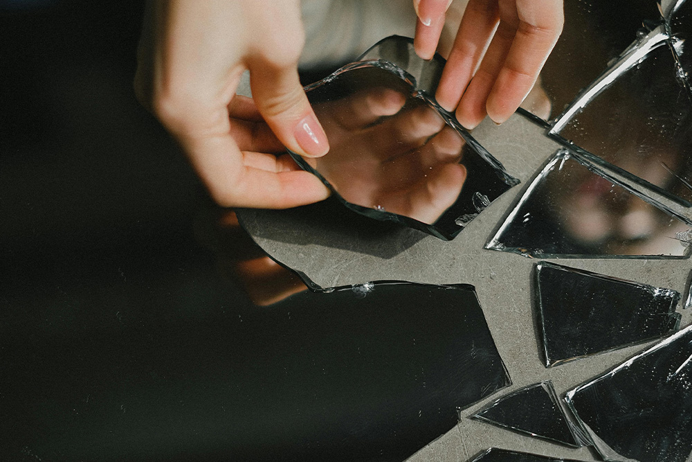 A broken mirror is no way for someone to be reflecting on themselves. Not only is it bad luck, but the way forward is through —and the story embodies this as well. When the story engine works correctly the character will have to move forward and what makes a good story is decided by their detachment from the known world
