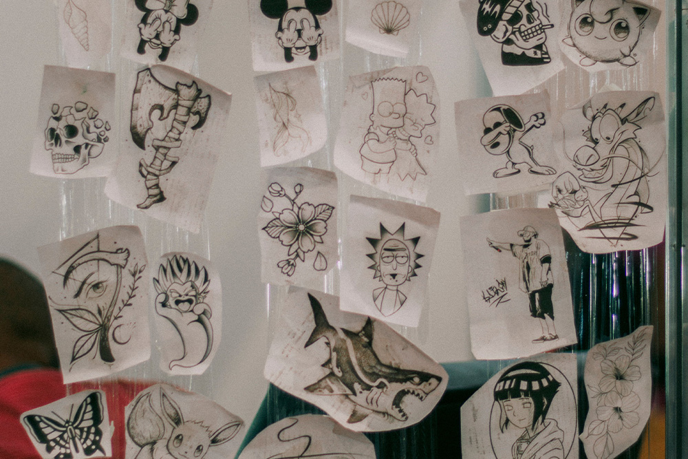 A series of characters that are meant to be used as tattoos demonstrate the idea of character ideas
