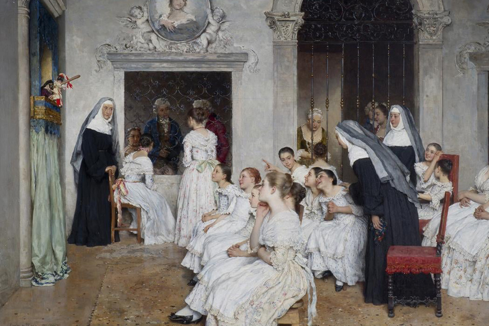Some girls sit amused with a puppet show in the convent, some seem focused but thoroughly uninterested in laughing — suggestion of how controlling idea must be balanced and writers must not set out to prove their argument