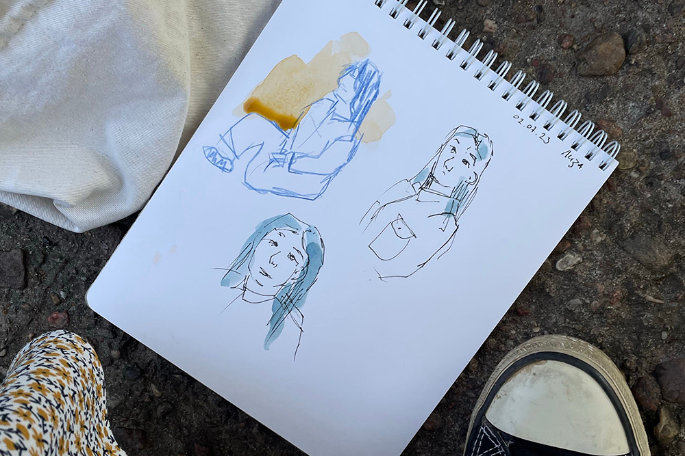 A character sheet offers different illustrations of a woman in stationary pose at different angles to suggest the need that writers have for character sheets