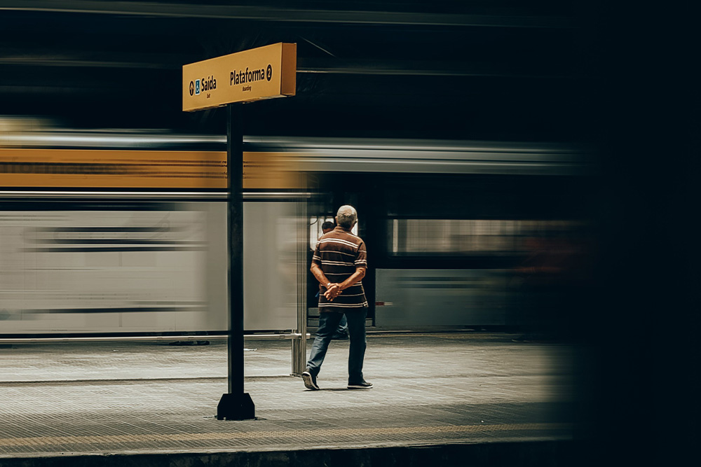 Dialogue tags can be used to pace a scene faster as depicted here by a still subject and a fast action passing before them.