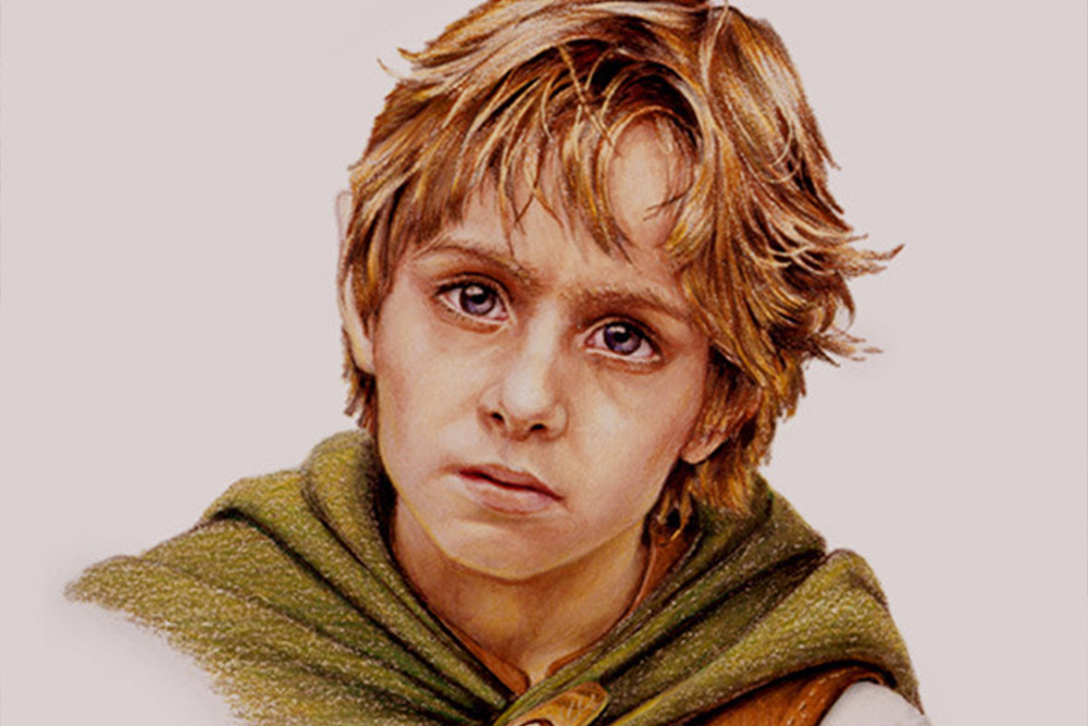 Frodo Baggins depicted here in a painterly fashion to give a literature feel to the hero archetype