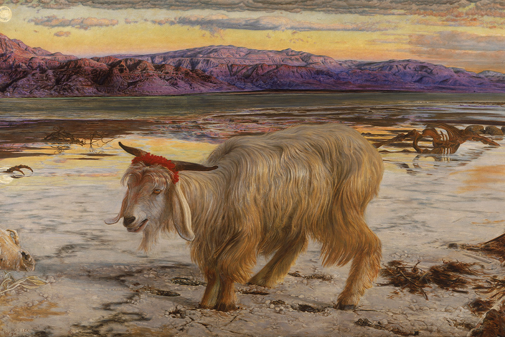 A painterly illustration of the scapegoat to suggest an approach to writing one effectively in literature
