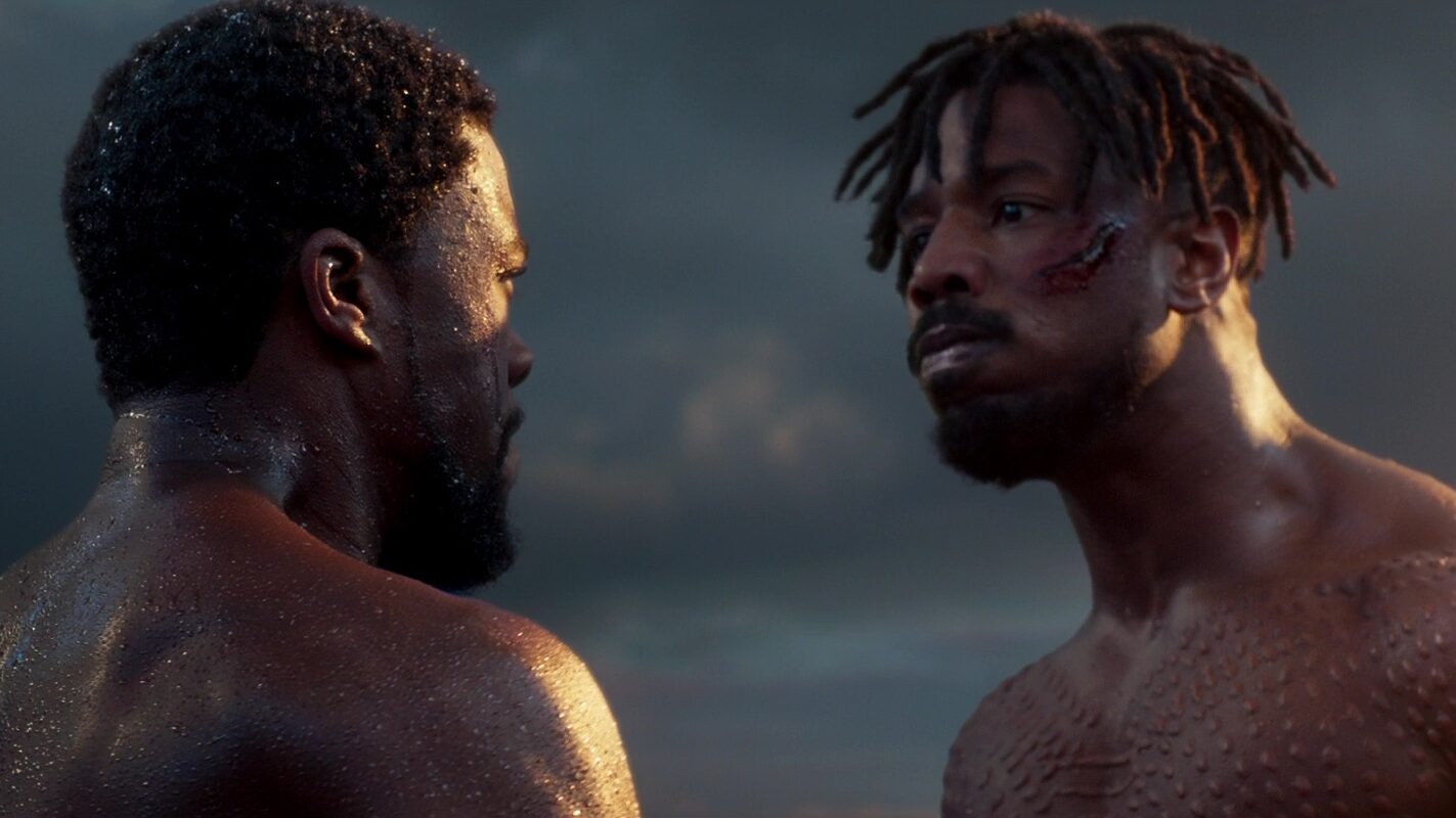 Image of antagonist and protagonist from the film Black Panther as a demonstration of antagonist examples