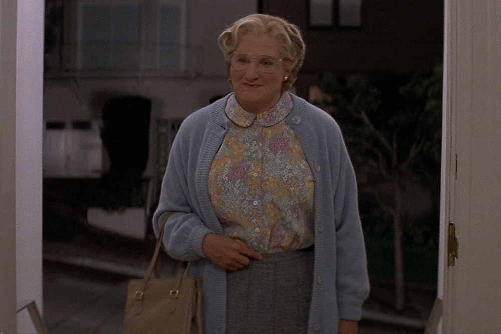 Robin Williams as Mrs. Doubtfire as an example of the caregiver archetype