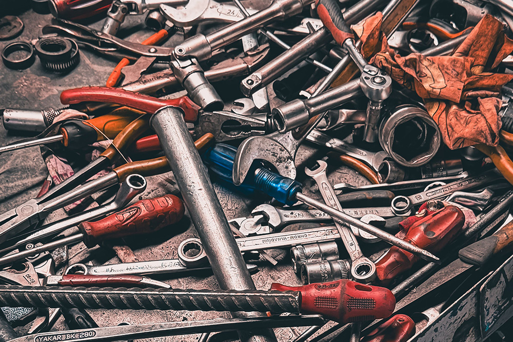Collaborative editing and the tools used to achieve it are offered in this image of physical tools to achieve a sense of scale and variety