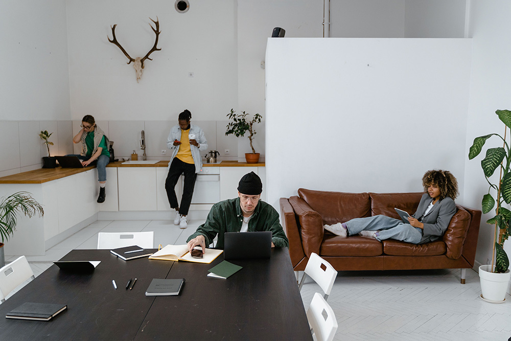People in a cowering space in different natural working environment suggests where the epub vs mobi formats respectively differ 