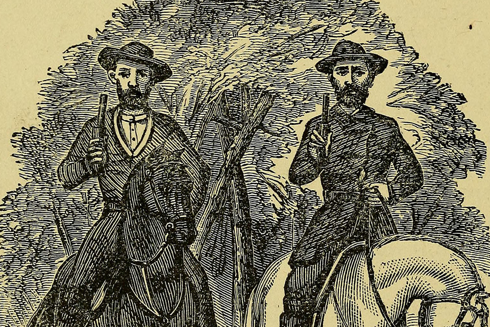 Image of Frank and Jesse James to suggest that the trickster archetype exists in fiction as it does borrowing from the real world