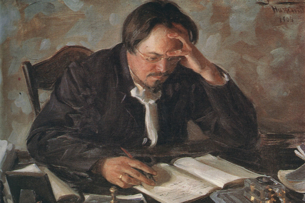 Writer wracking his brain at a desk suggests that using book tropes effectively and in a fresh way can be difficult