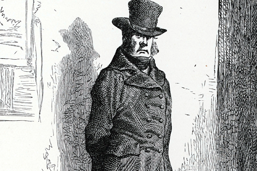 A drawing of Javert from Les Miserables for tragic hero examples