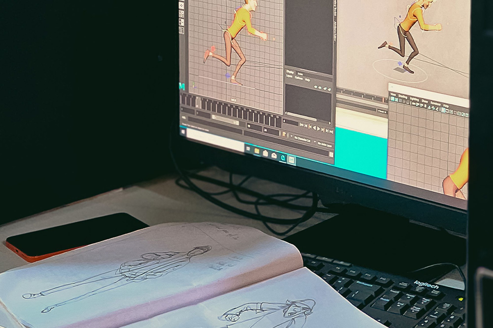 Characters in motion on a screen to suggest necessity of a character bio template