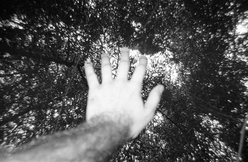 Someone reaching out to the sky, which we might depict as a first-person point of view in literature.