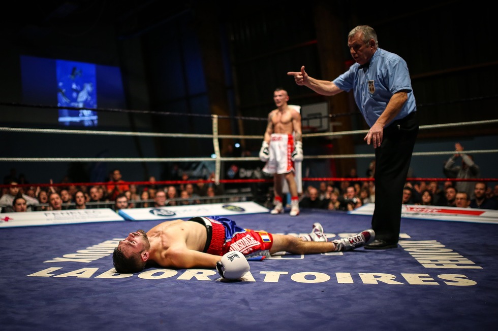 A boxer is knocked out, which is one consequence if you don't know how to write a fight scene.